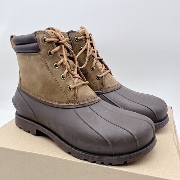 UGG GATSON MID WEATHER WATERPROOF CHESTNUT LEATHER DUCK BOOT Mens US 8.5 - Picture 1 of 12